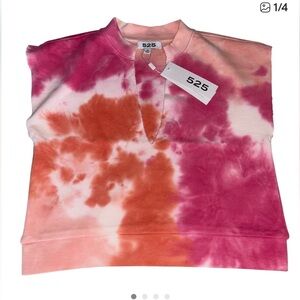 525 America NWT Tie Dye Sleeveless Muscle Shirt Top Electric Coral XS